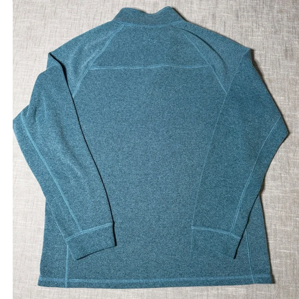 Tommy Bahama Reversible Quarter Snap Pullover Mens Large Teal Blue Mock Neck L/G